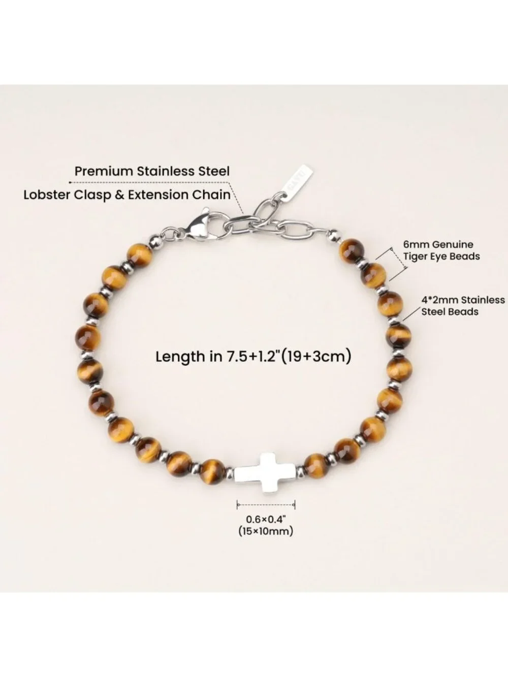 Stylish Men's Beaded Cross Bracelet - Crystal Accents, Perfect Gift for Him